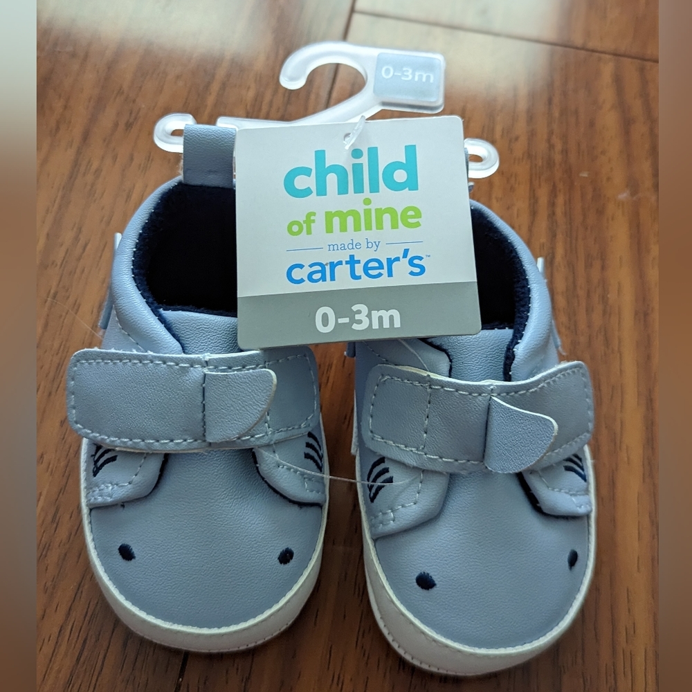 NWT Carters Infant Boys Gray Shark Shoes